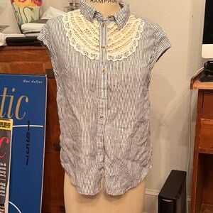 Maeve strip and lace shirt